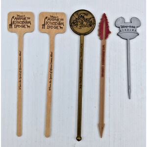 Disney Animal Kingdom Wilderness MGM Alfredo EPCOT Swizzle Stir Sticks Lot of 5